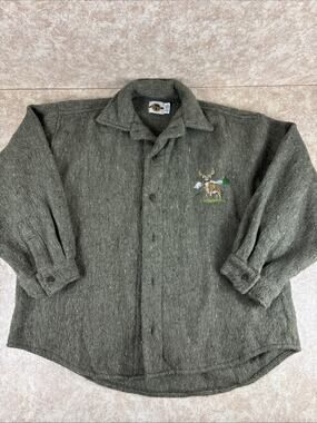 Vtg Earth Ragz Jacket Men's XL Shacket Gray Button Up Deer Thick